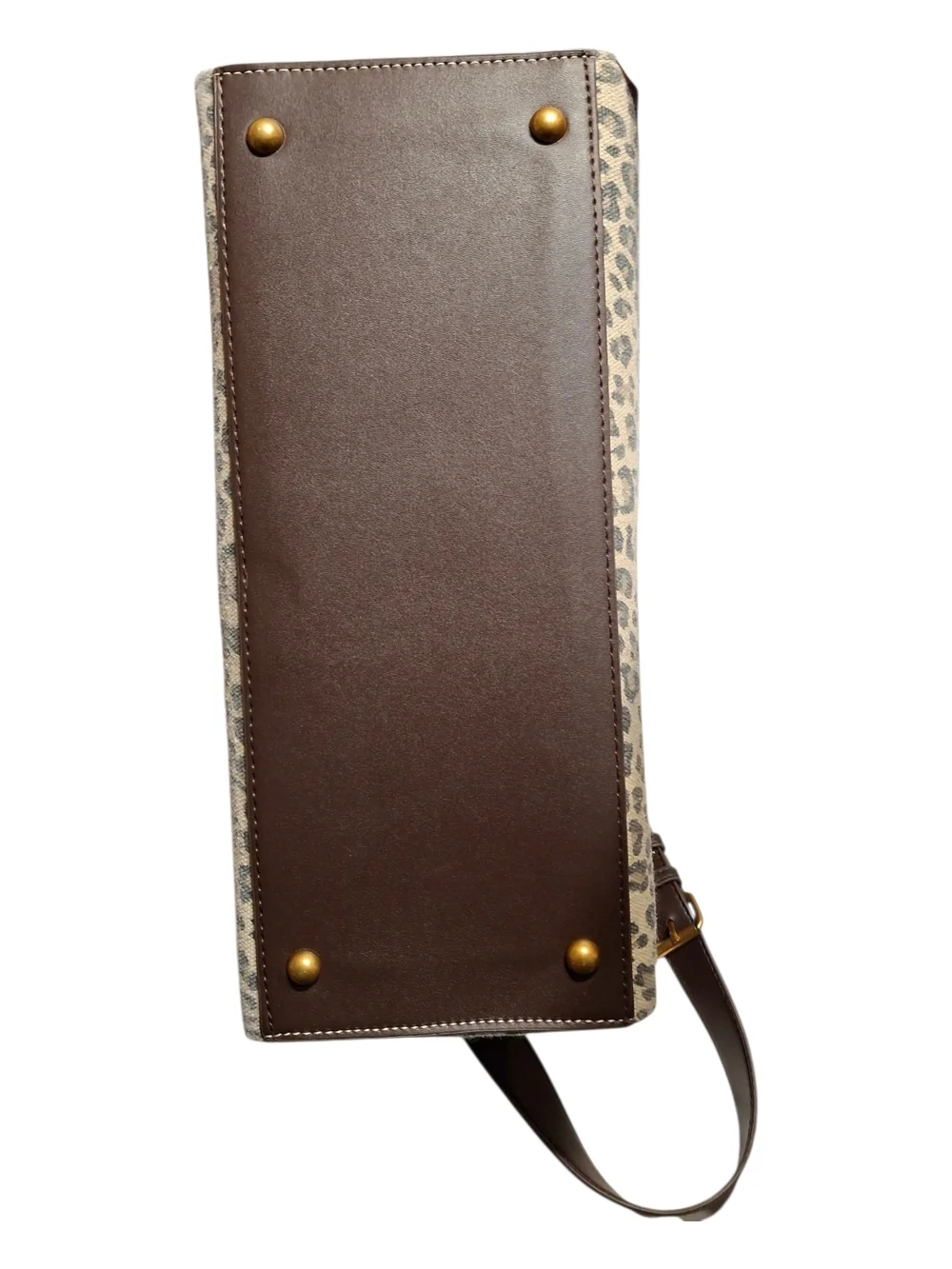 Betsey Johnson XO Leopard Print Beige Tote Bag with Brown Trim - Picture 3 of 10